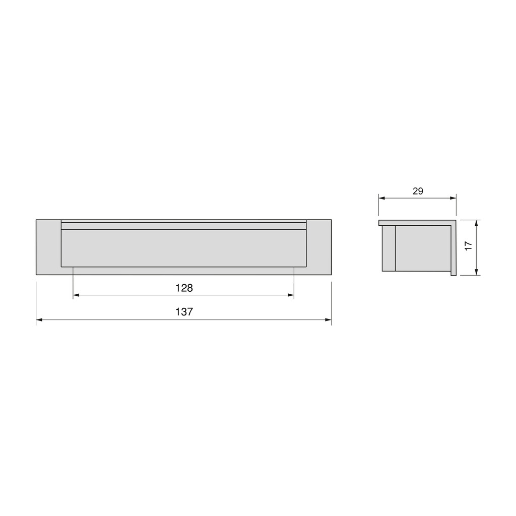 Furniture handle Sedavi, L137mm, 128mm interaxis, Zamak, Silver painted aluminium-1