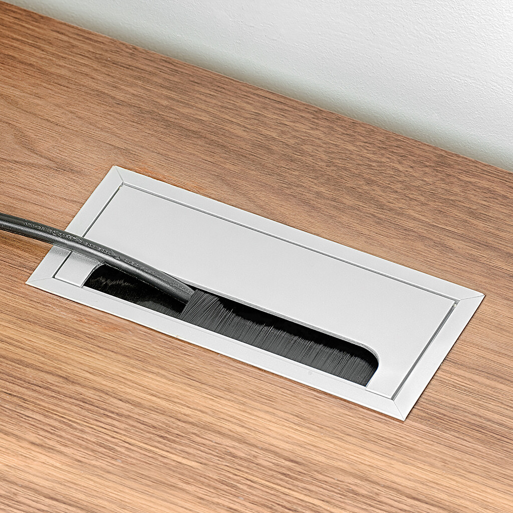Cable organizers for Quadrum table, rectangular, 159x80mm, recessed, Aluminium, Matt anodized-3