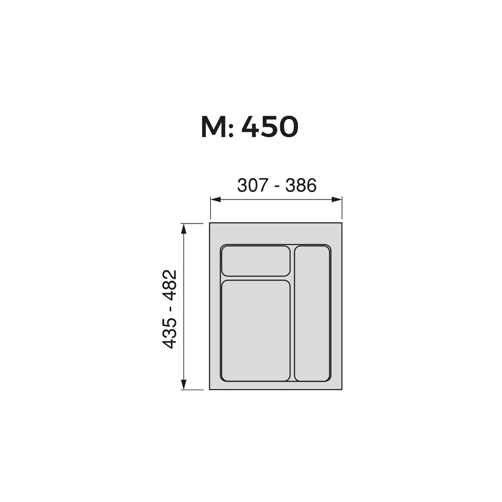base pour conteneurs de tiroirs de cuisine Recycle, 1 compartiment, module 450mm, Plastique gris anthracite-1