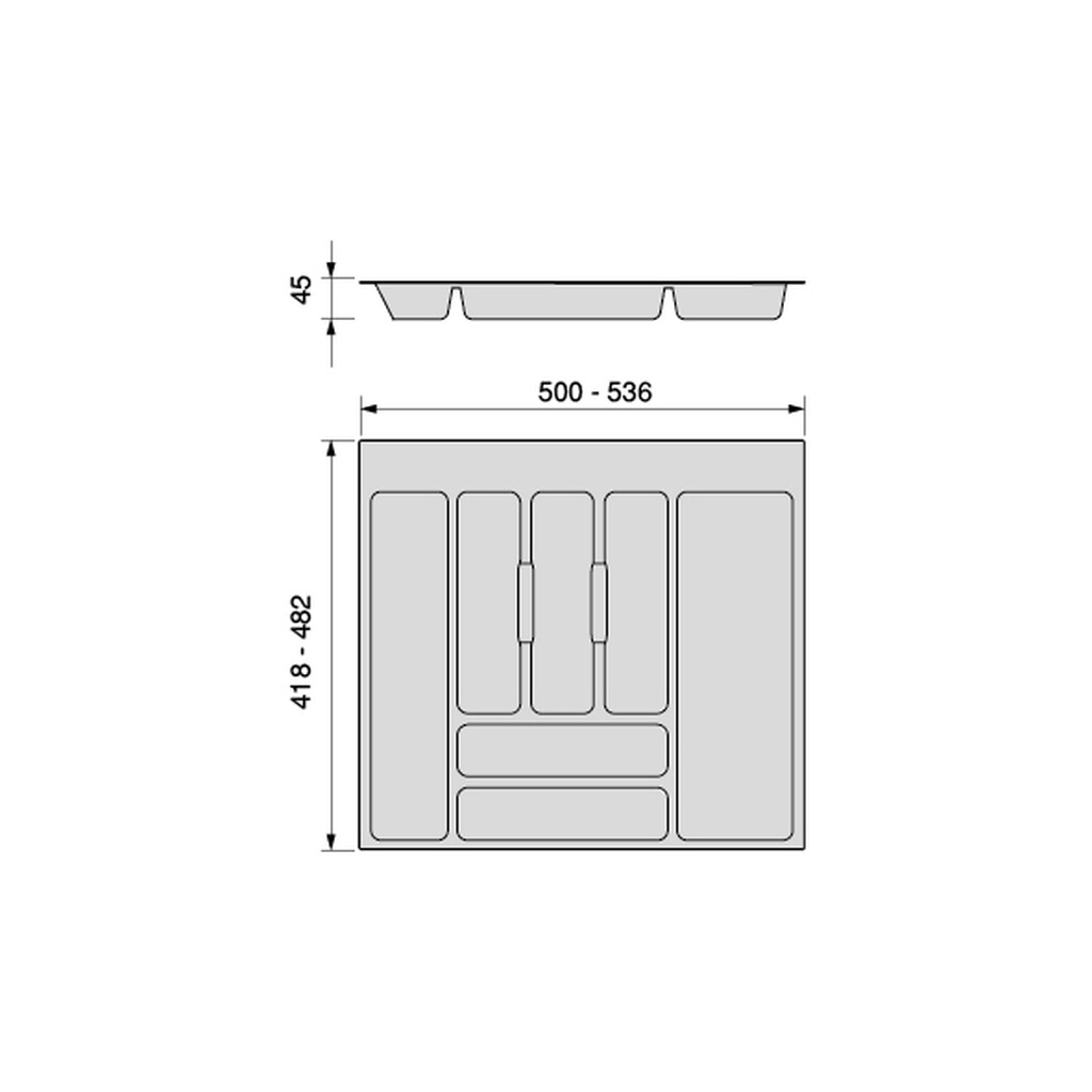range-couverts Optima pour tiroir universel, module 600mm, Plastique, Gris antracite, 20 unités.-1