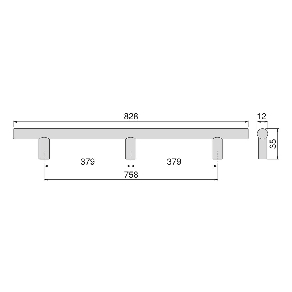 Möbelgriff Orlando, L 828mm, 758mm Achsenabstand, Stahl, Nickel satiniert-1