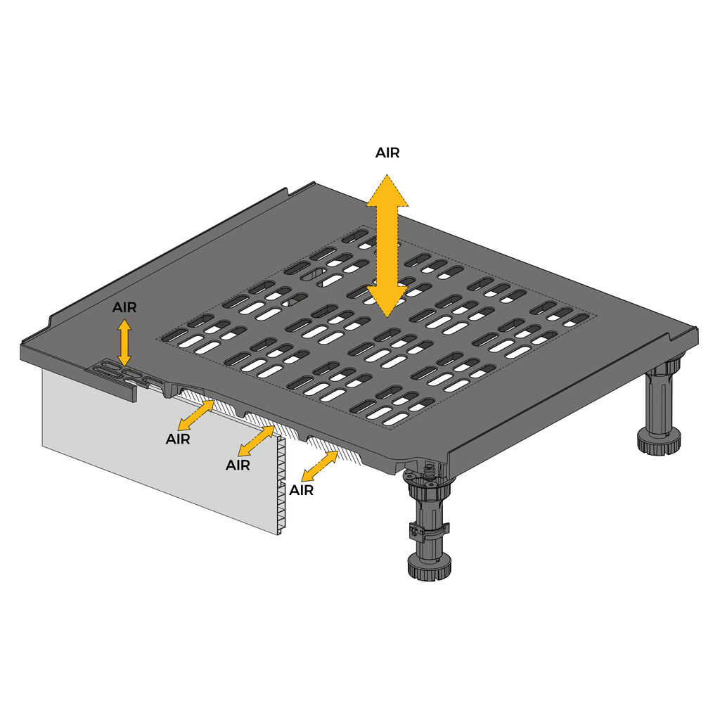 Lüftungssockel Frigo, für integrierte Kühlschränke, für 18 mm Plattenstärkenstärke, Kunststoff, Schwarz-2