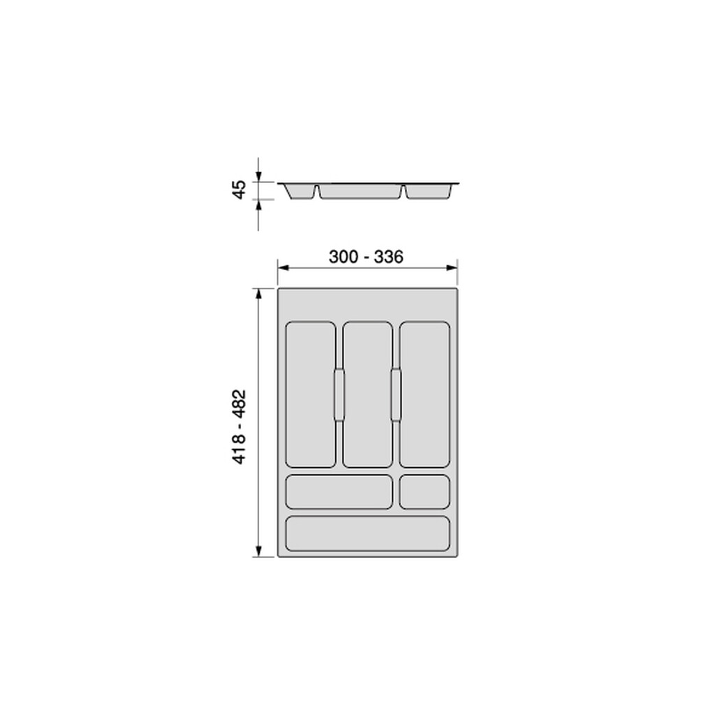 Besteckeinsatz Optima für Universalschublade, Modul 400mm, Kunststoff, Anthrazitgrau, 20 Stück.-1