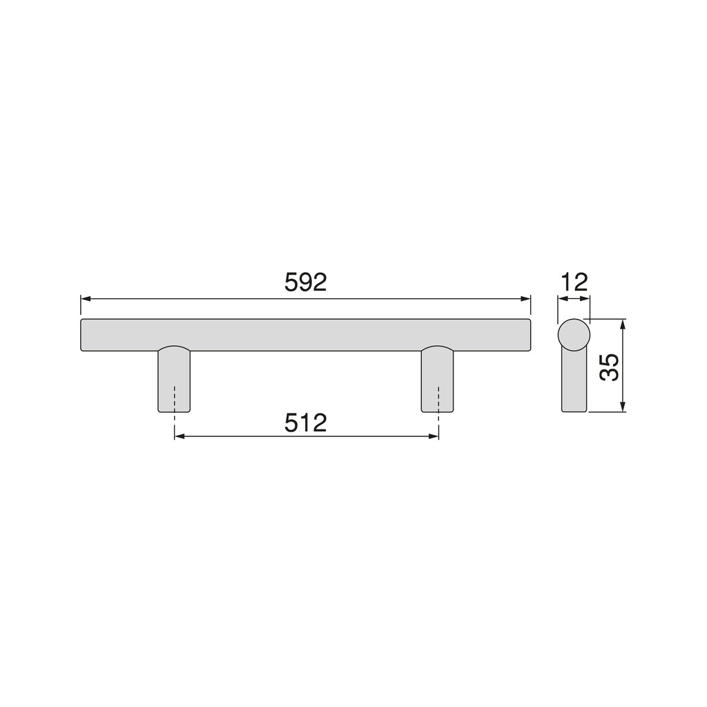 Möbelgriff Orlando, L592mm, 512mm Achsenabstand, Stahl, Nickel satiniert-1