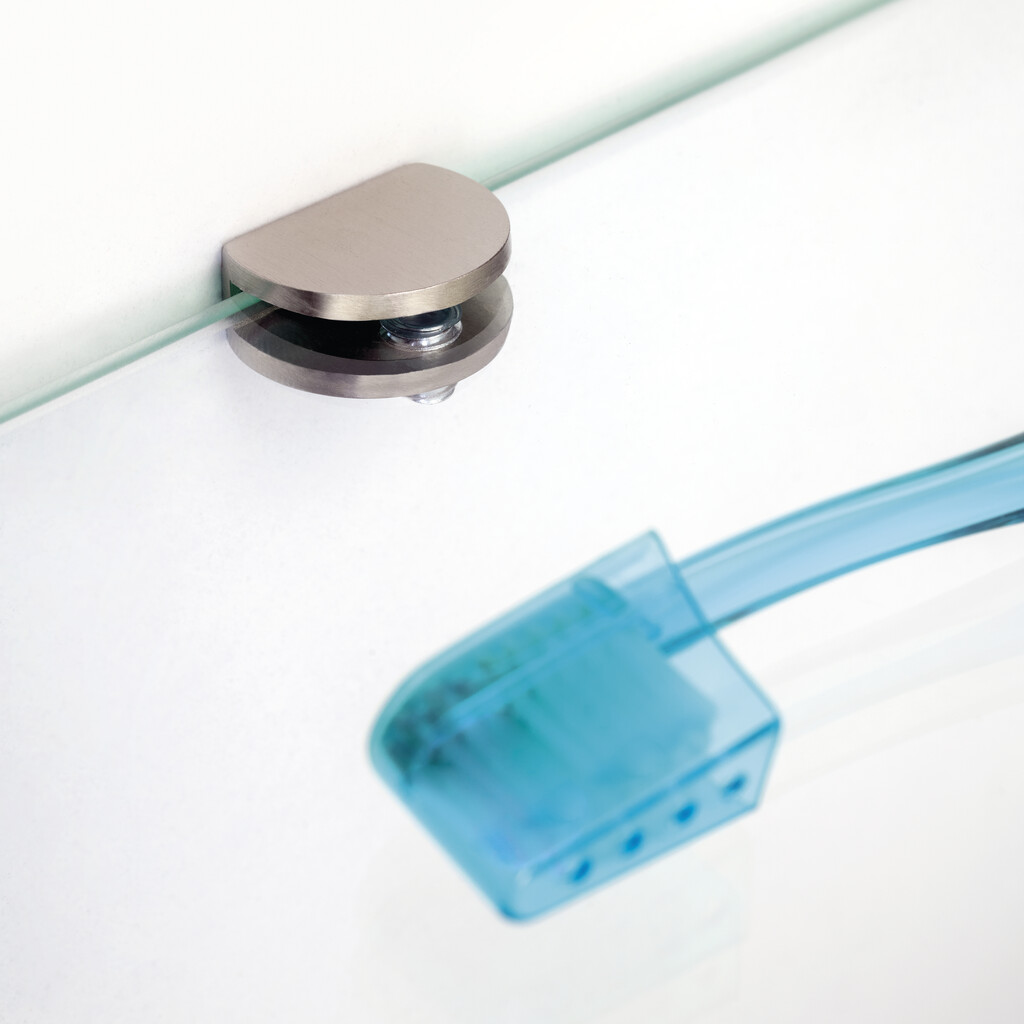 Soportes para baño para estante de cristal, Ø 35, Níquel satinado, Zamak-3
