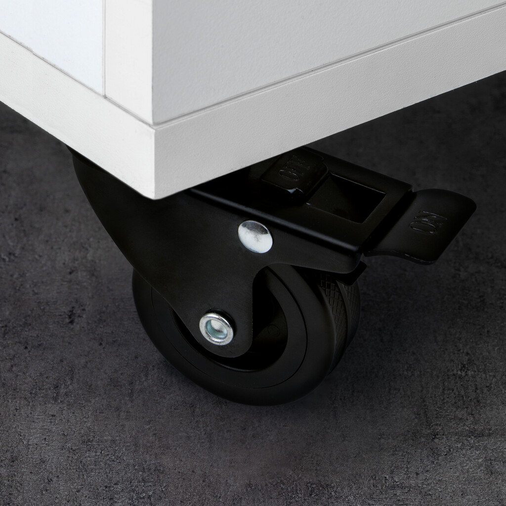 Lot of 4 castors Black with mounting plate, diameter 75mm, Plastic and Steel, Black-10