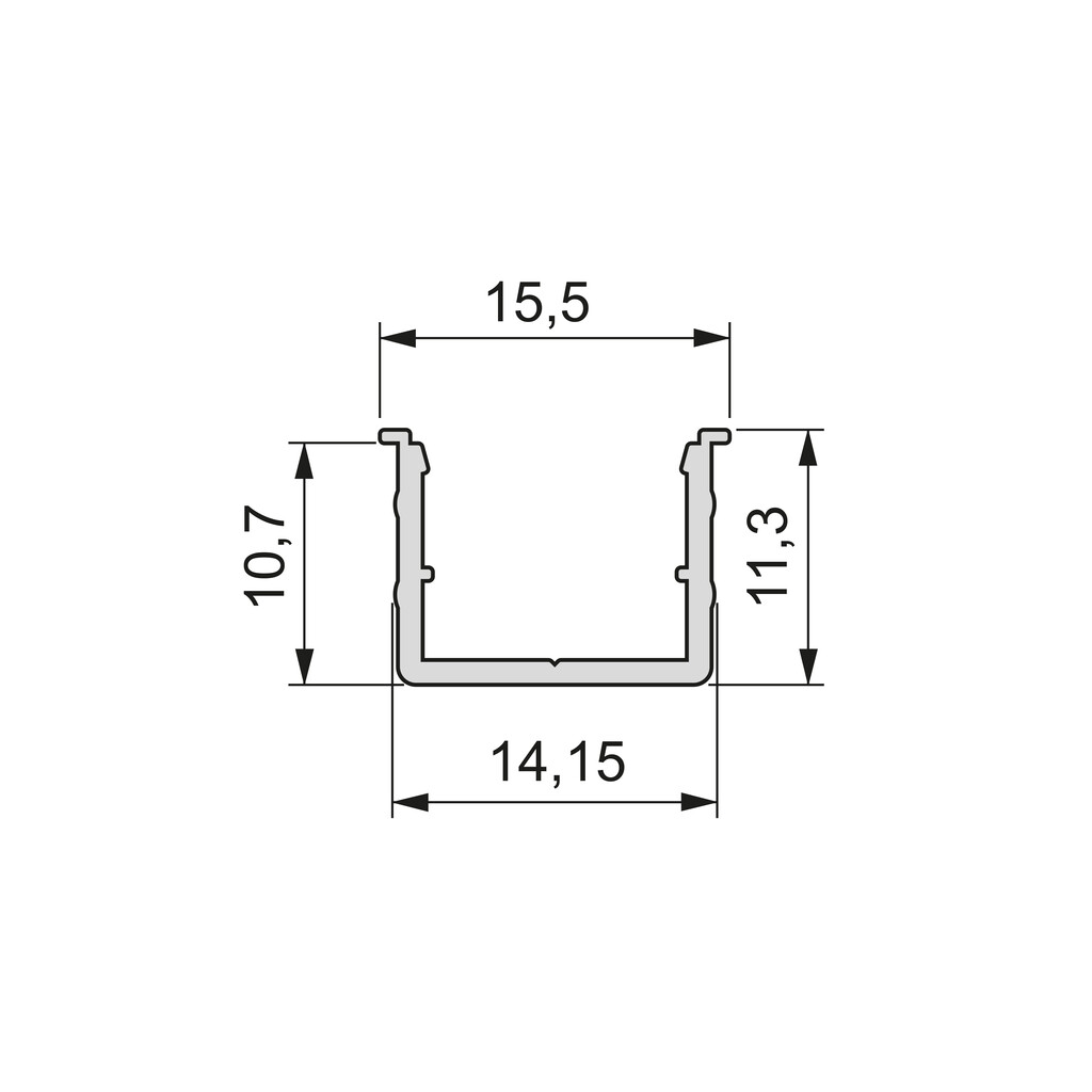 Profil encastrables Lynx W, pour réaliser des luminaires avec rubans LED, longueur 2,35m, Aluminium, Anodisé mat-1