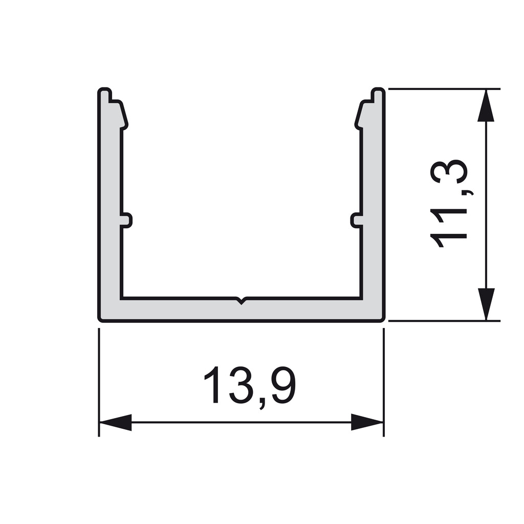 Profil de surface Lynx W, pour réaliser des luminaires avec rubans LED, longueur 2,35m, Aluminium, Anodisé mat-1