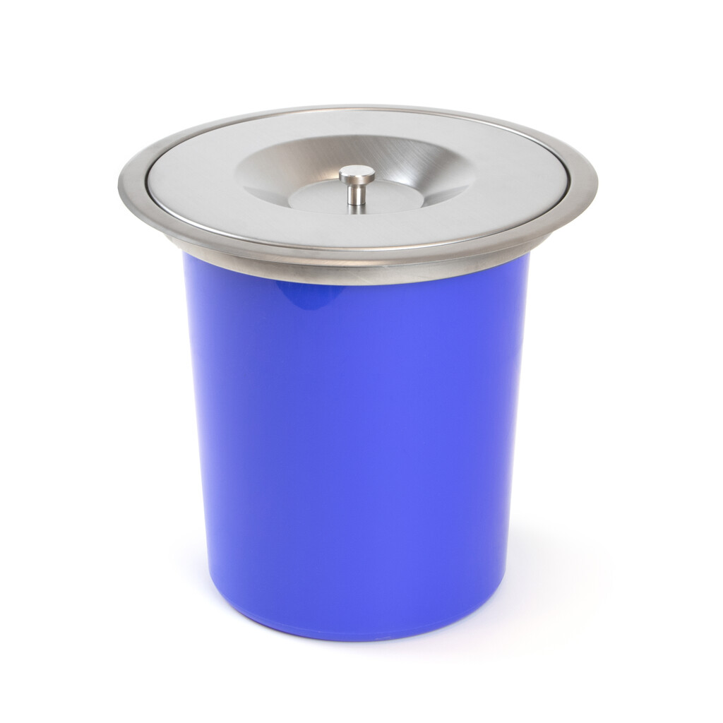 Cubo de basura empotrable para encimera de cocina Recycle, 1 vaso extraíble de 5 litros, Acero inoxidable y Plástico-Primary