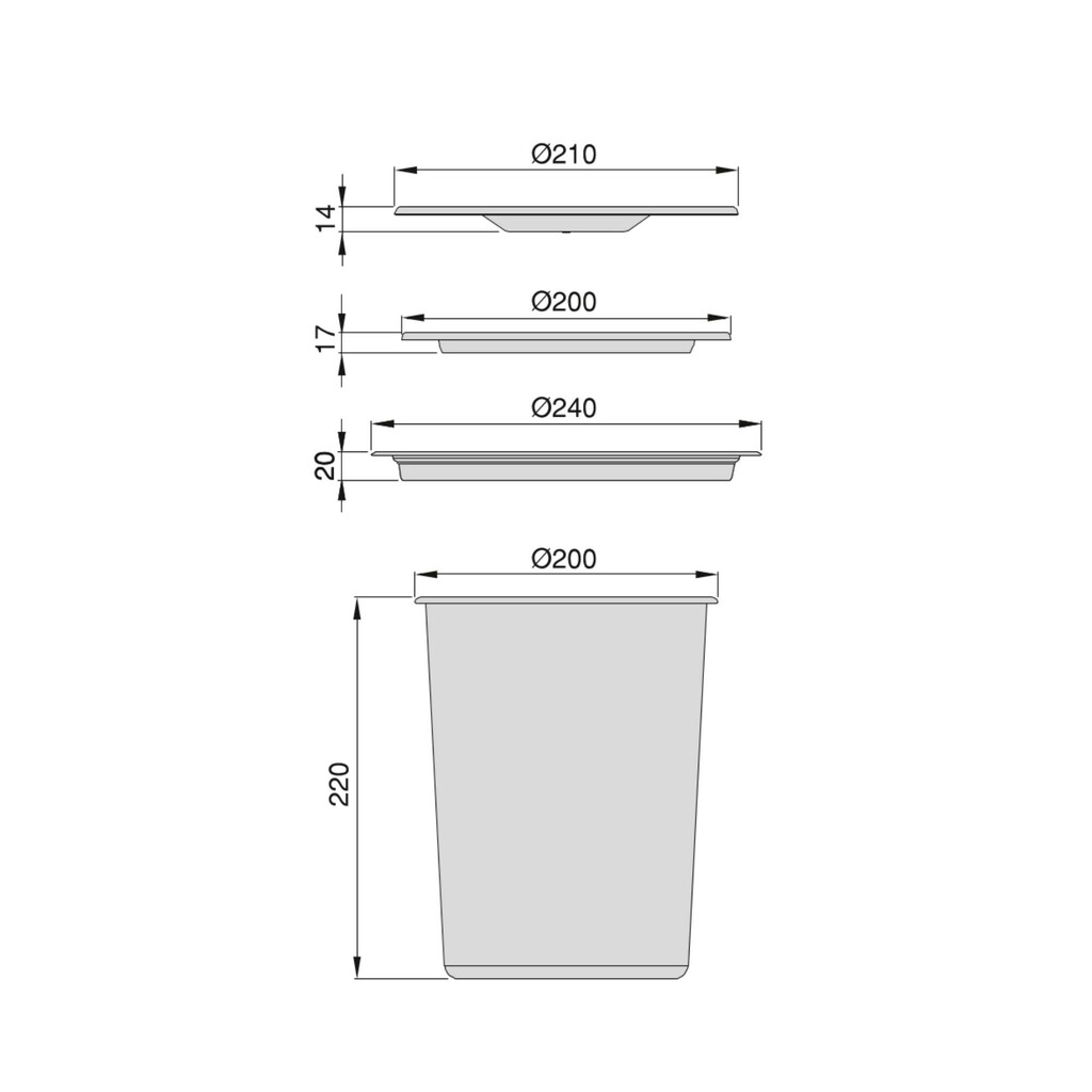 Cubo de basura empotrable para encimera de cocina Recycle, 1 vaso extraíble de 5 litros, Acero inoxidable y Plástico-1