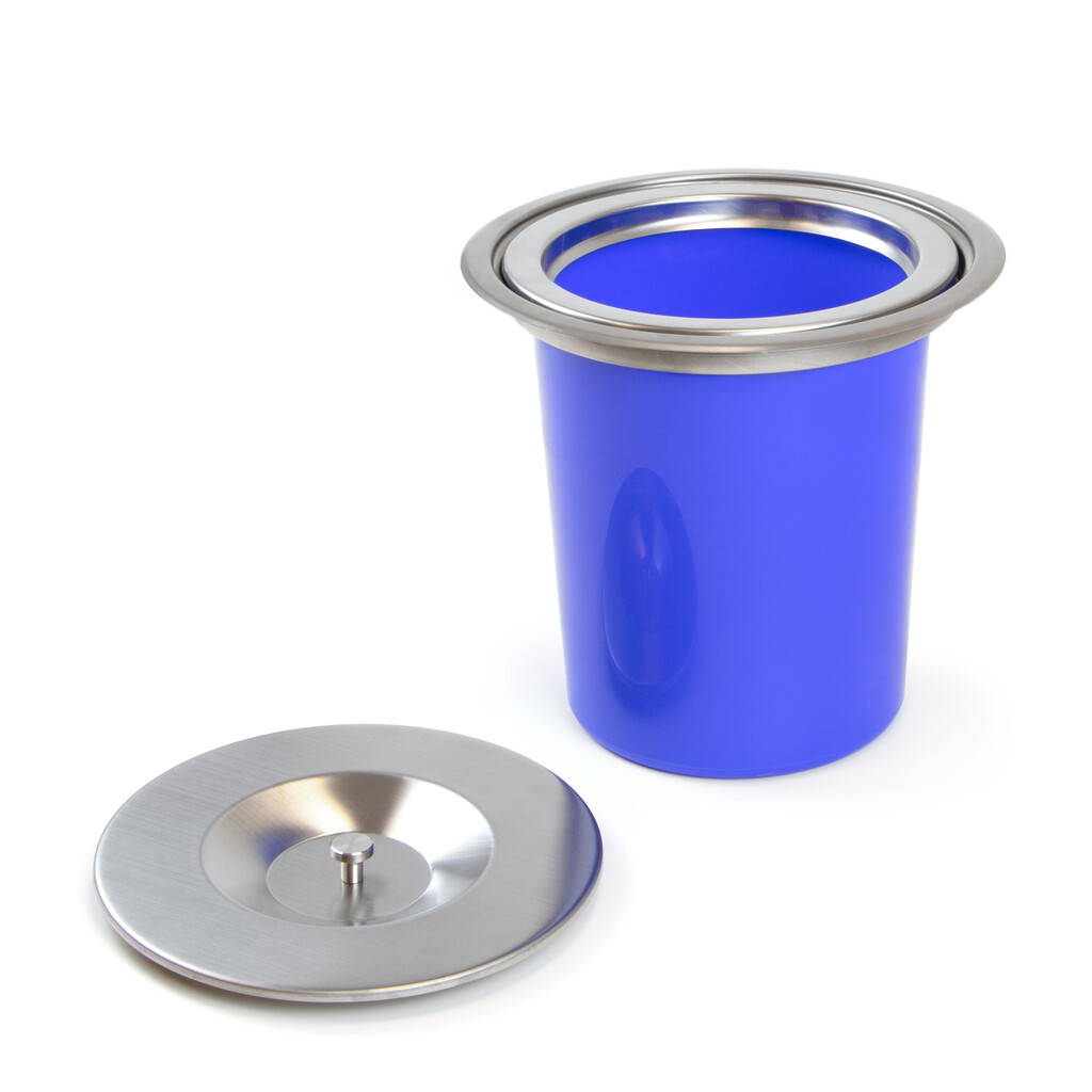 Cubo de basura empotrable para encimera de cocina Recycle, 1 vaso extraíble de 5 litros, Acero inoxidable y Plástico-4