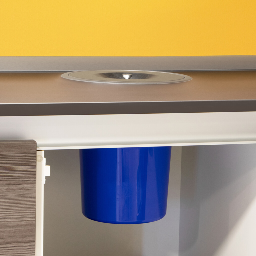 Cubo de basura empotrable para encimera de cocina Recycle, 1 vaso extraíble de 5 litros, Acero inoxidable y Plástico-7