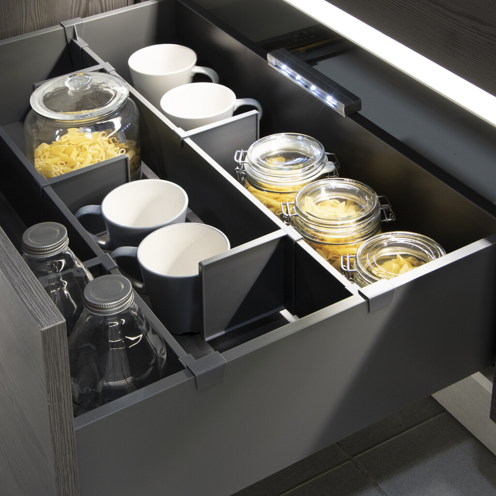 Kit of Accessory divider for inside of Vertex-Concept drawers, 900mm wide, Aluminium and Plastic, Anthracite Grey-4