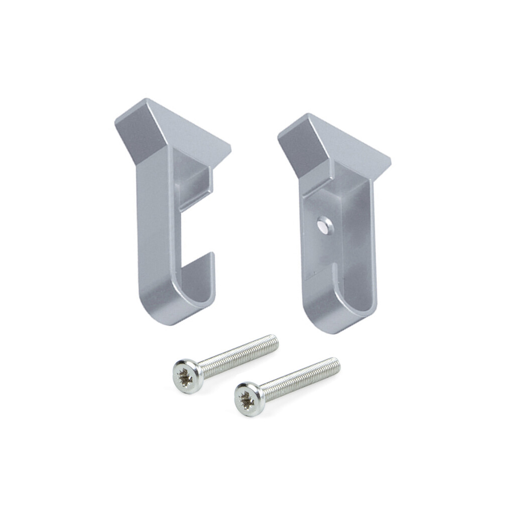 Juego de soportes para barra para armario Silk, Plástico, Pintado aluminio-Primary