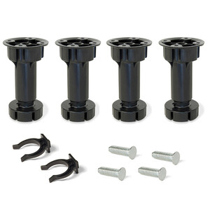 Kit de pies niveladores para mueble Bone, con base premontada, altura 120mm, regulable 118-135mm, Plástico, Negro foto del producto