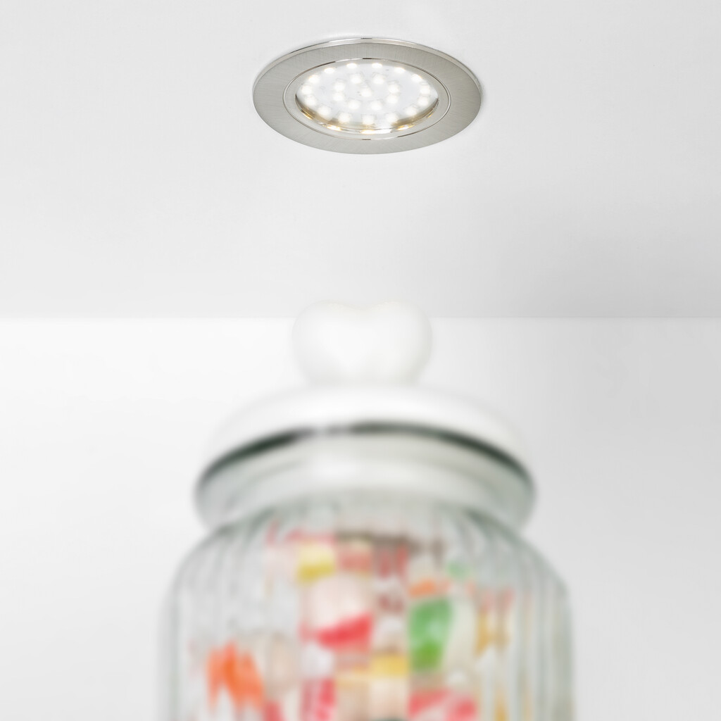 LED-Einbaustrahler Crux-in (AC 230V 50Hz), ohne Konverter, Kaltweißes Licht 6.000K, Kunststoff, Nickel satiniert-4