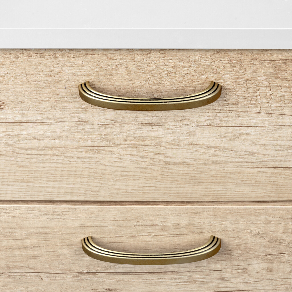 Mombasa furniture handle, L 109 mm, 96 mm interaxis, Old gold, Zamak-2