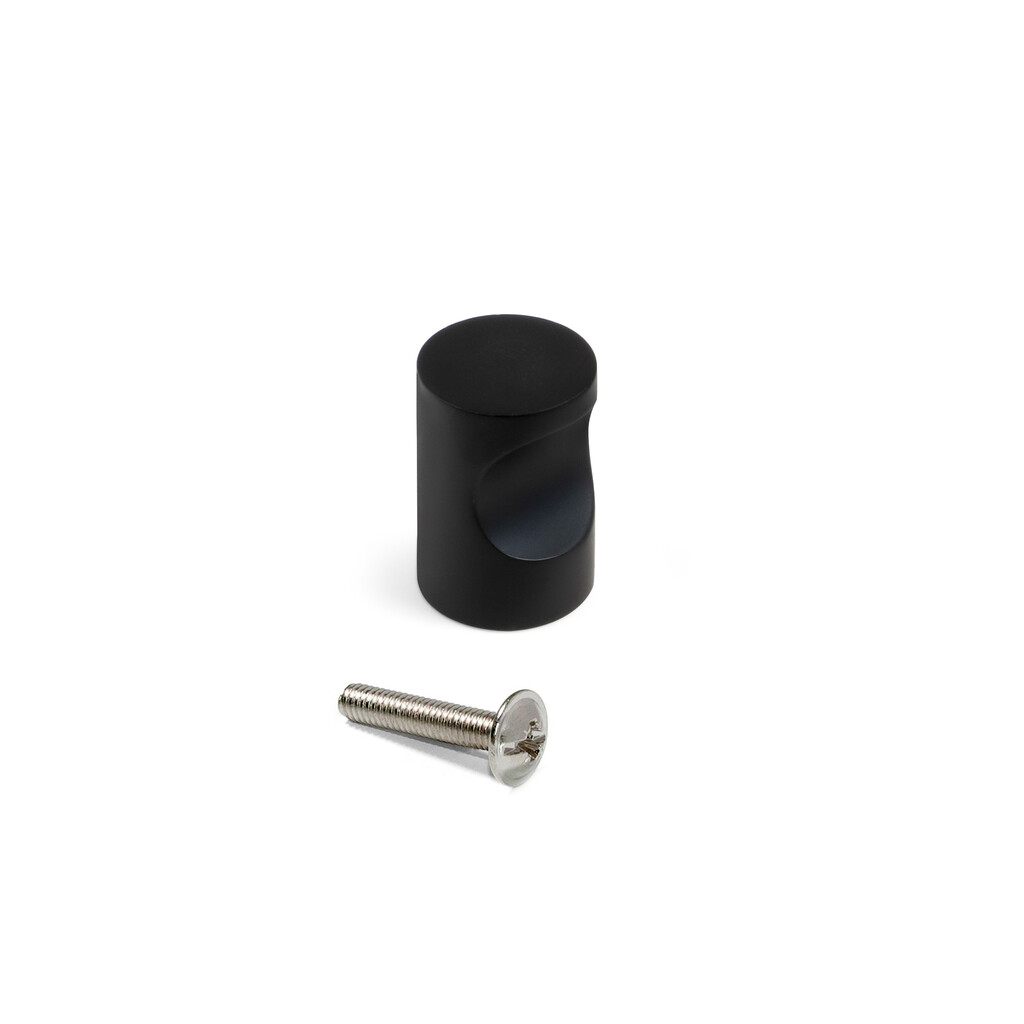 Furniture knob Panama, diameter 20mm, Zamak, Black painted-Primary