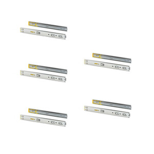 Lot of 5 pairs of Full extension ball bearing slides for drawers, height 45mm, depth 450mm, with push and soft closing, Zinc plated product photo
