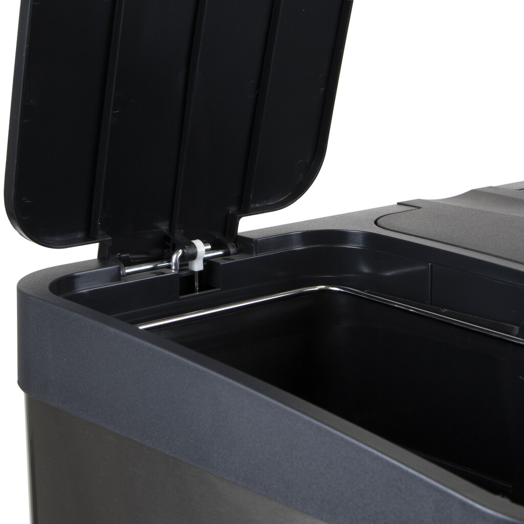 RecyclingRecyclingbehälterRecycle, Outdoor, mit Fächern , Deckelöffnung mit Fußpedal, 3x15Liter, Edelstahl-2