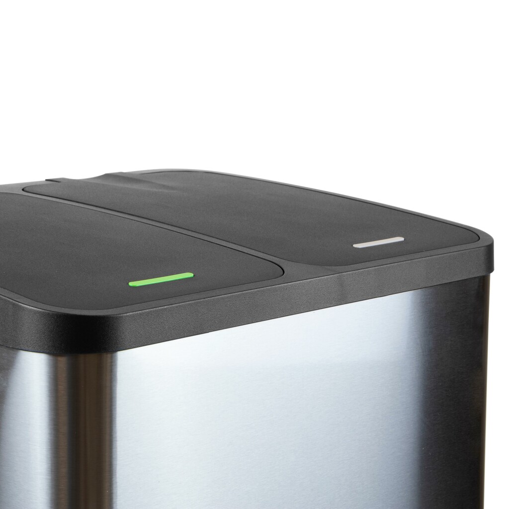 RecyclingRecyclingbehälterRecycle, Outdoor, mit Fächern , Deckelöffnung mit Fußpedal, 2x15Liter, Edelstahl-3