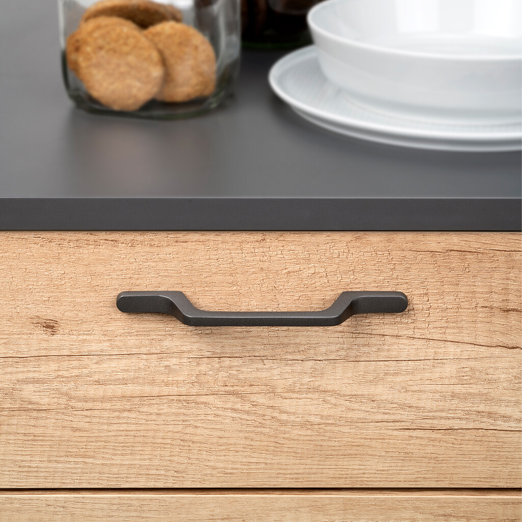 Lot of 25 furniture handles Osaka, L192mm, 128mm interaxis, Aluminium, Dark Grey-2