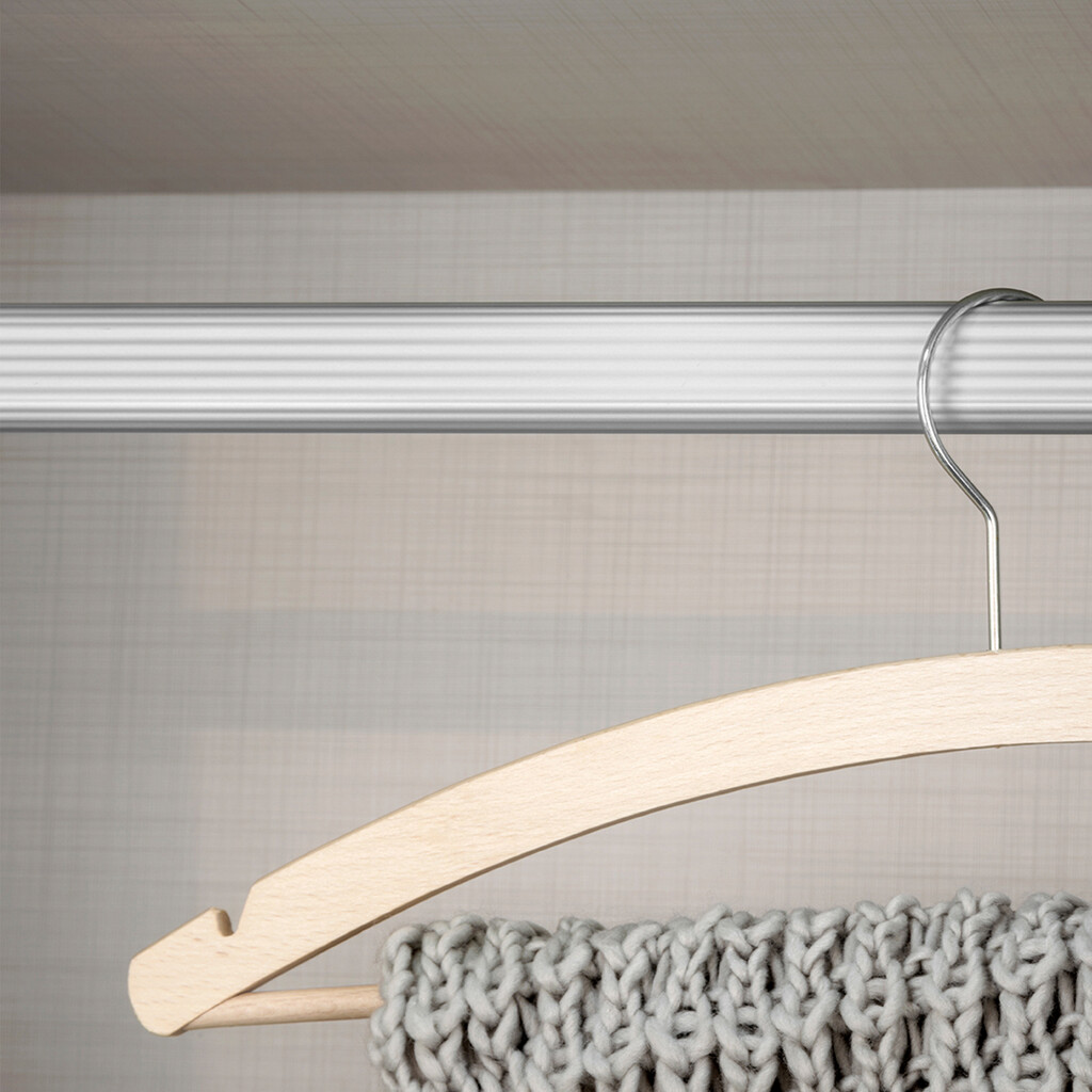 Satz von Schrankschienenset 2 x 0,75 m mit Halterungen, Aluminium und Zamak, Matt eloxiert-2