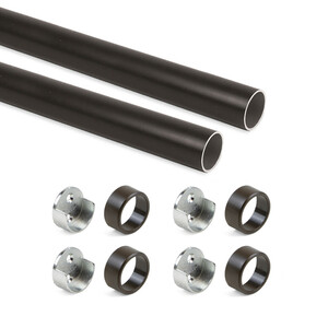 Lot of 2 wardrobe rails round D.28mm length 0.75m with Supports, Aluminium and Zamak, Moka painted product photo
