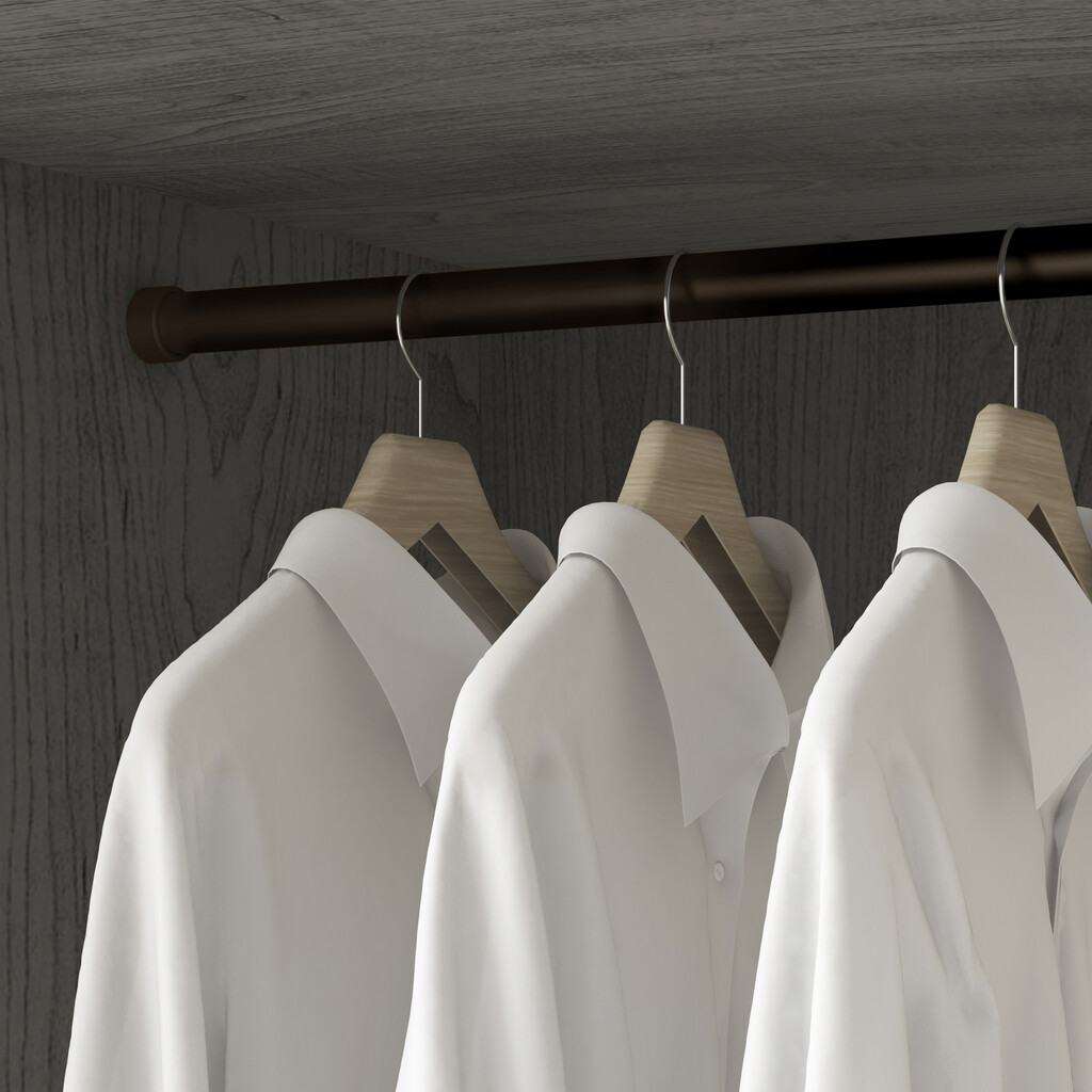 Lot of 2 wardrobe rails round D.28mm length 0.75m with Supports, Aluminium and Zamak, Moka painted-2