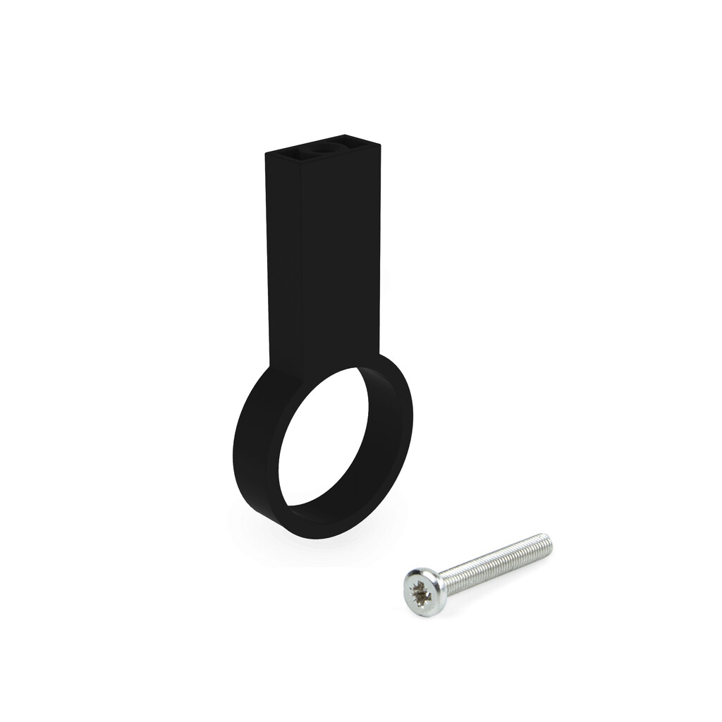 Support central pour barre d'armoire D.28mm, Zamak, Peint en noir-Primary