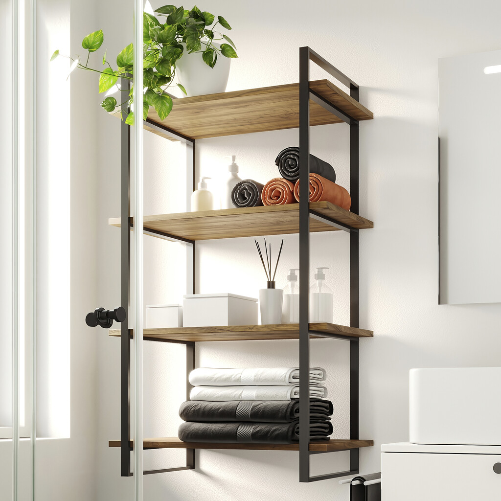 Pair of Lader Shelf Frames Pair, height 1150mm, Steel, Black painted-2