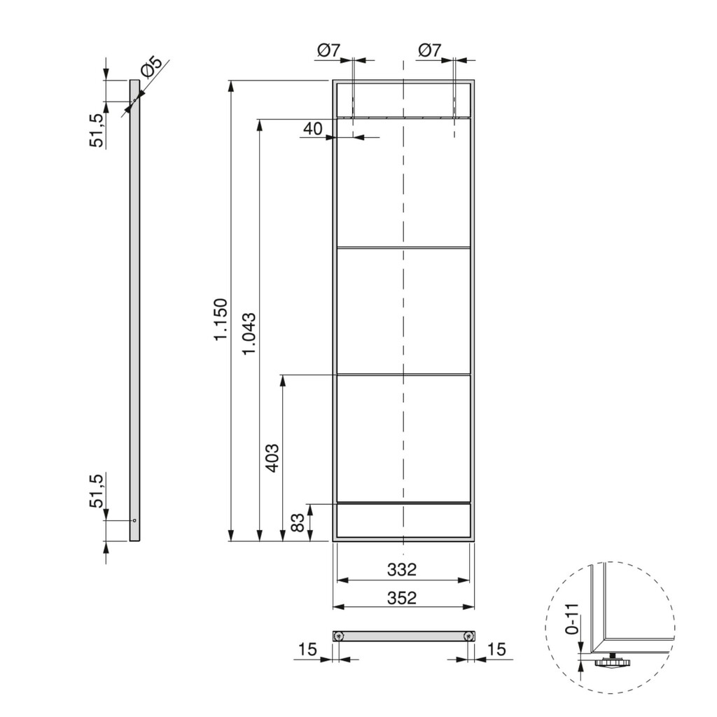 Pair of Lader Shelf Frames Pair, height 1150mm, Steel, Black painted-1