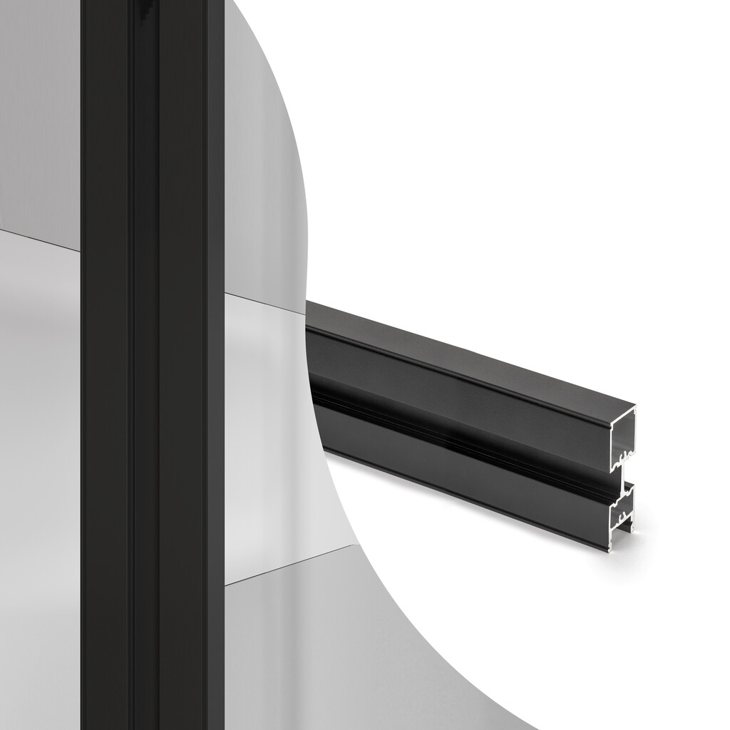 Emuca-Profil für modularen Aufbau Zero, 2,35 m, Tiefschwarz lackiert, Aluminium-Primary