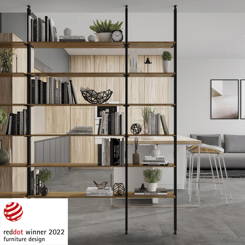 Emuca-Profil für modularen Aufbau Zero, 2,35 m, Tiefschwarz lackiert, Aluminium-5