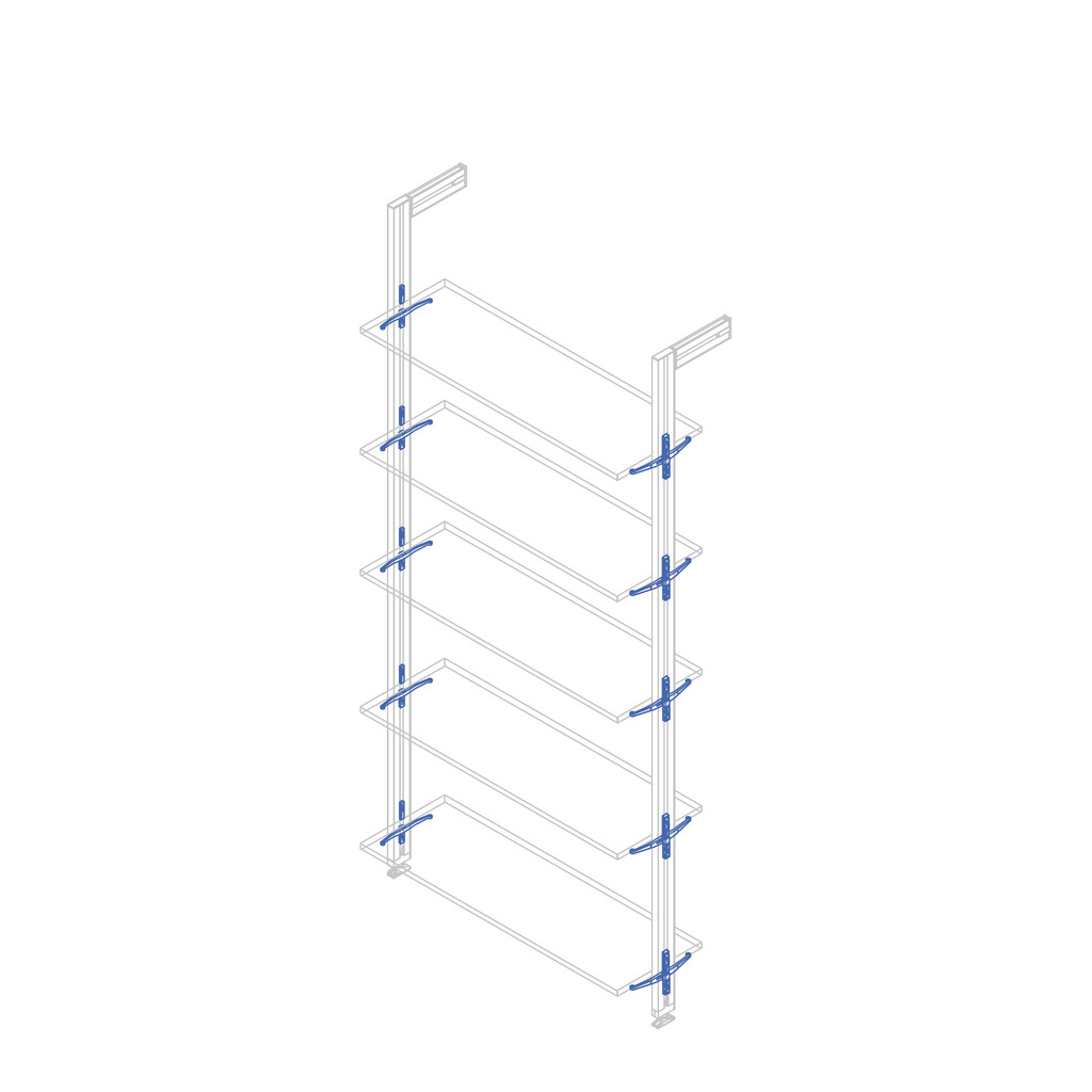 Lot de consoles pour 5 étagères en bois pour structure Zero, planches non incluses, Zamak, Peint en noir texturé-2