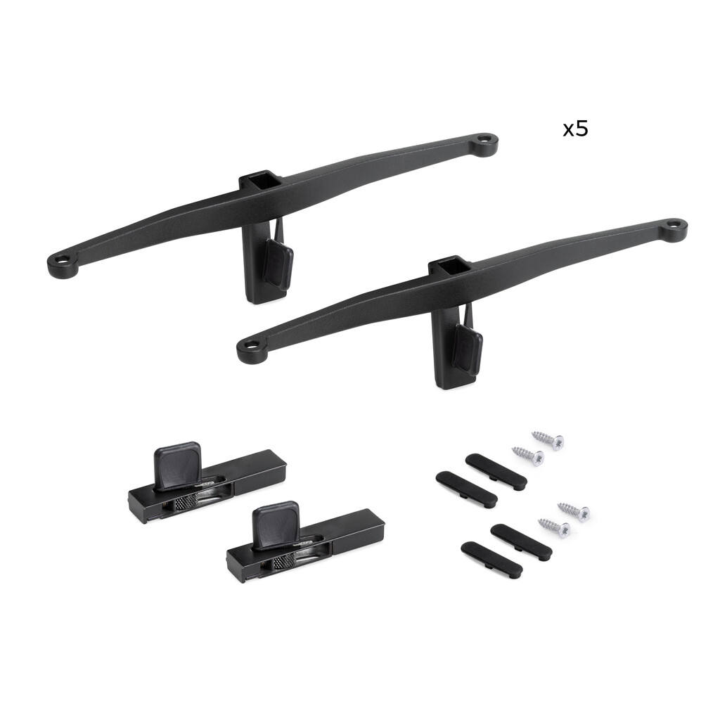 Lot de consoles pour 5 étagères en bois pour structure Zero, planches non incluses, Zamak, Peint en noir texturé-7