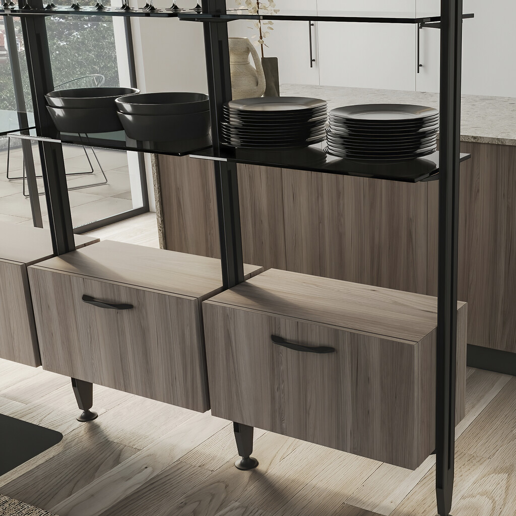 Lot de consoles pour 5 tablettes en verre pour la structure Zero, verre non inclus, Zamak, Peint en noir texturé-4
