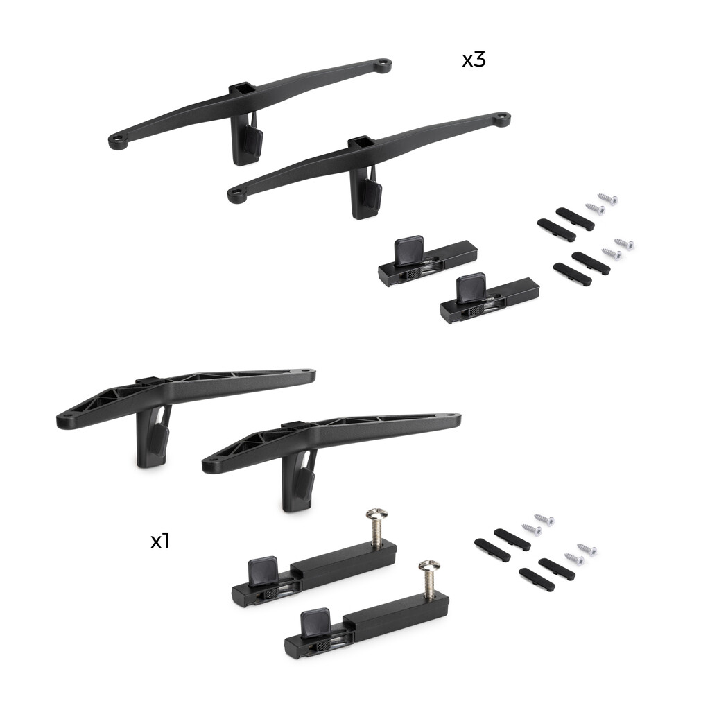 Kit of Supports kit for 3 Wooden Shelves and 1 module for Zero structure, Zamak, Textured Black painted-8