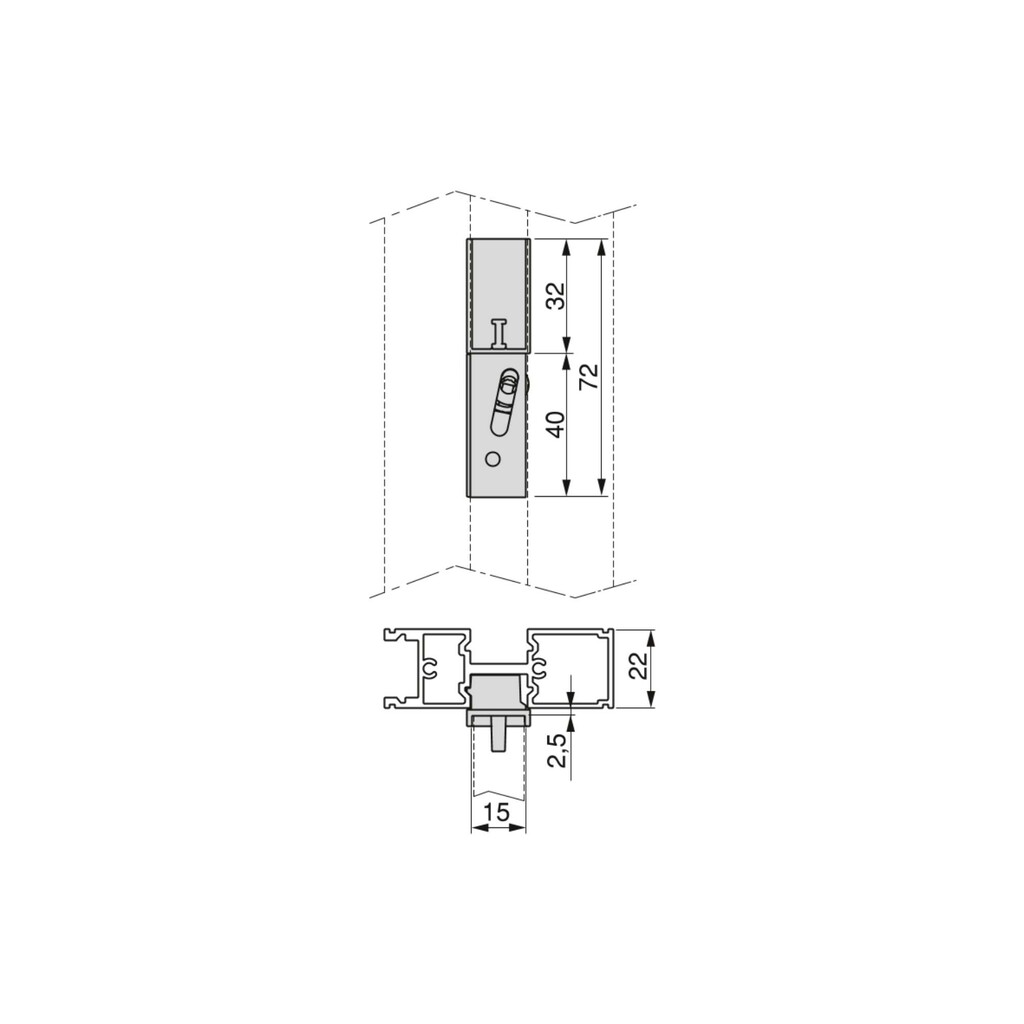 Kit of Supports kit for 1 Wooden shelf, 1 module and 1 hanging rail 1m long Zero, Zamak, Textured Black painted-3