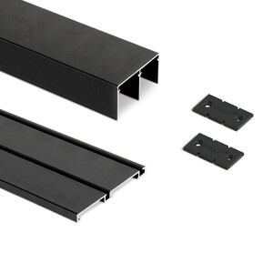 Jeu de rails pour armoires &agrave; portes coulissantes Placard 74 Canal Clip, longueur 2.35m, Aluminium, Peint en noir photo du produit