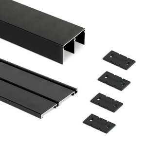 Pair of Placard 74 Flush Clip Channel sliding door wardrobe track pair, length 3.9m, Aluminium, Black painted product photo