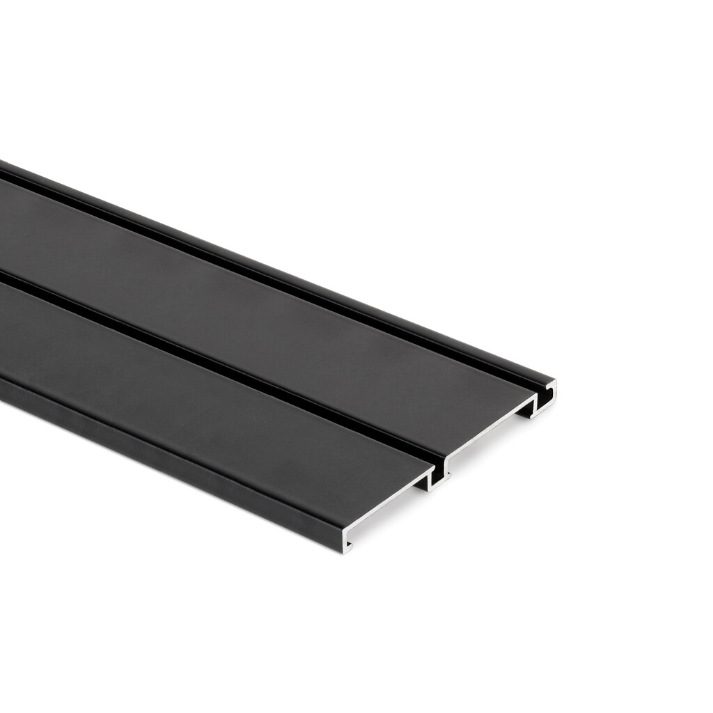 Rail inférieur affleure Placard Canal Clipsable, longueur 3.9m, Aluminium, Peint en noir-Primary