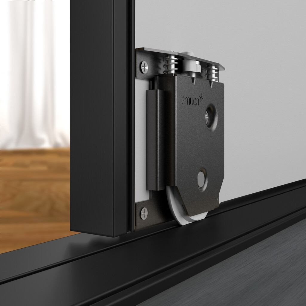 Rail inférieur affleure Placard Canal Clipsable, longueur 3.9m, Aluminium, Peint en noir-2