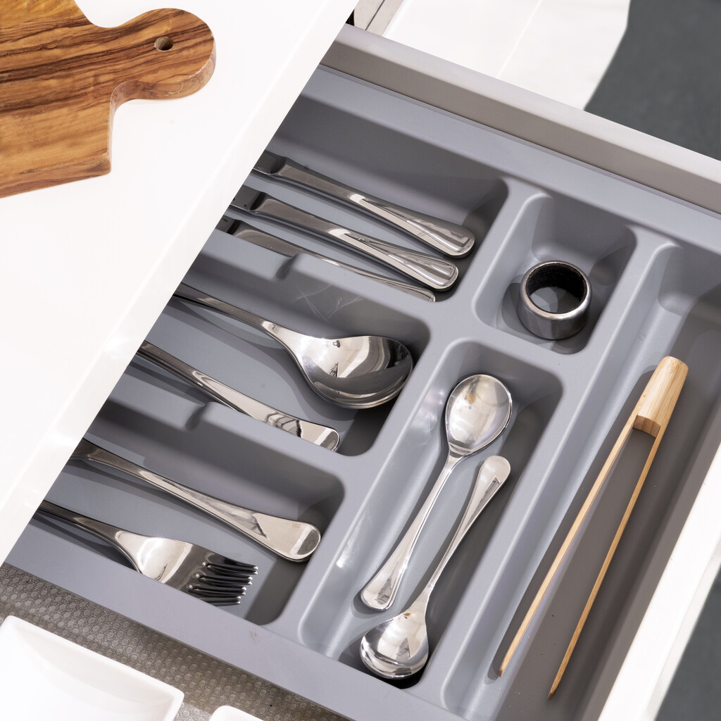 Range-couverts Optima pour tiroir universel, module 1.000mm, Plastique, Gris, 10 unités.-3