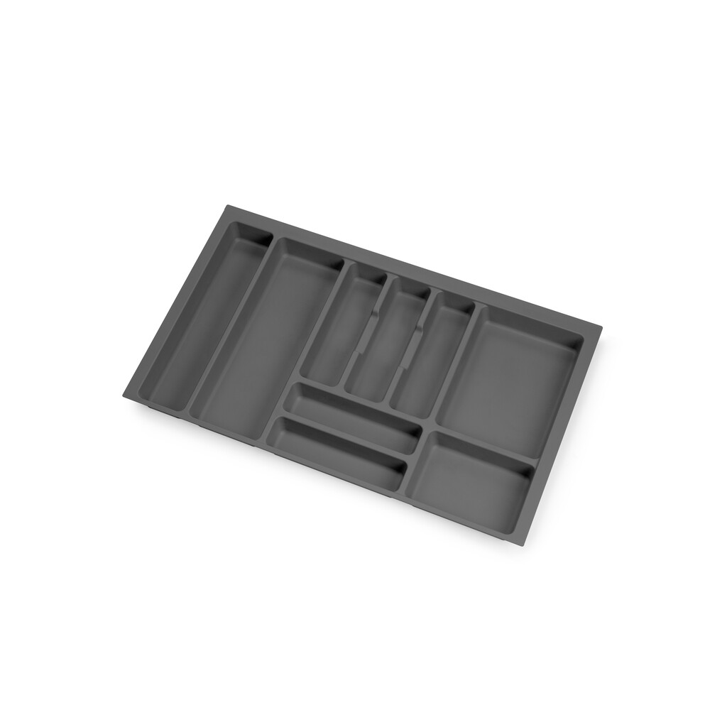 Wkład na sztućce Optima, do szuflady Vertex/Concept, głębokość 450 mm, płyta 18 mm, moduł 800 mm, Plastik, Szary antracytowy, 10 szt.-Primary