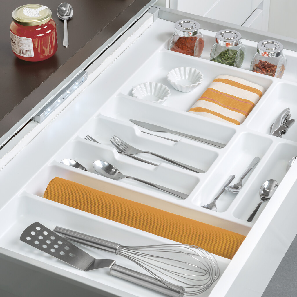 range-couverts Optima Vertex/Concept, profondeur 500mm, plateau 16mm, module 450mm, Plastique, Blanc-3