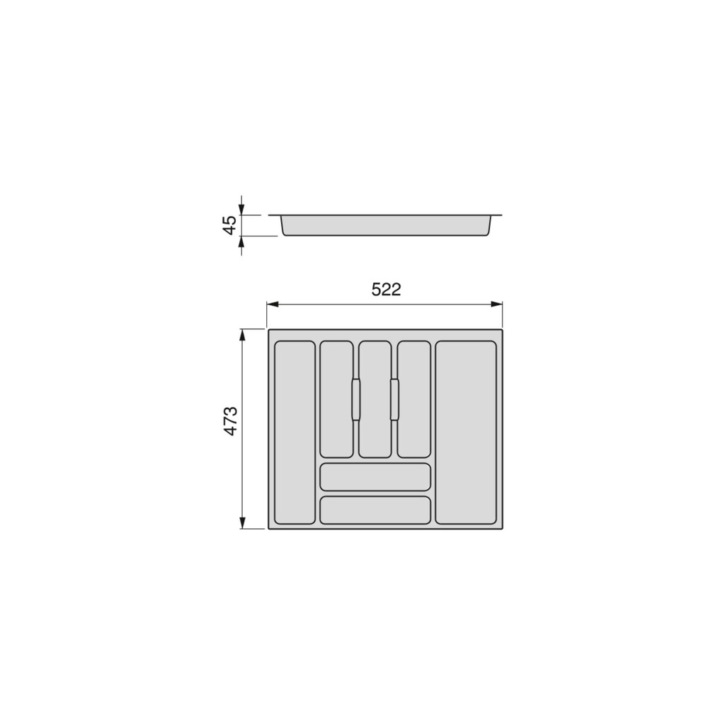 range-couverts Optima Vertex/Concept, profondeur 500mm, plateau 16mm, module 600mm, Plastique, Blanc-1