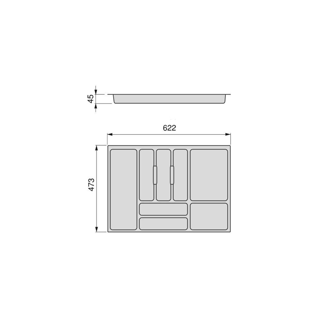 Besteckeinsatz Optima Vertex/Concept, Tiefe 500mm, Plattenstärkenstärke 16mm, Modul 700mm, Kunststoff, weiss-1