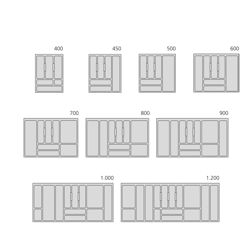Besteckeinsatz Optima Vertex/Concept, Tiefe 500mm, Plattenstärkenstärke 16mm, Modul 800mm, Kunststoff, weiss-2