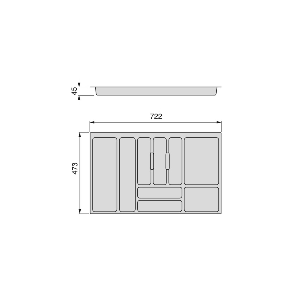 Besteckeinsatz Optima Vertex/Concept, Tiefe 500mm, Plattenstärkenstärke 16mm, Modul 800mm, Kunststoff, weiss-1